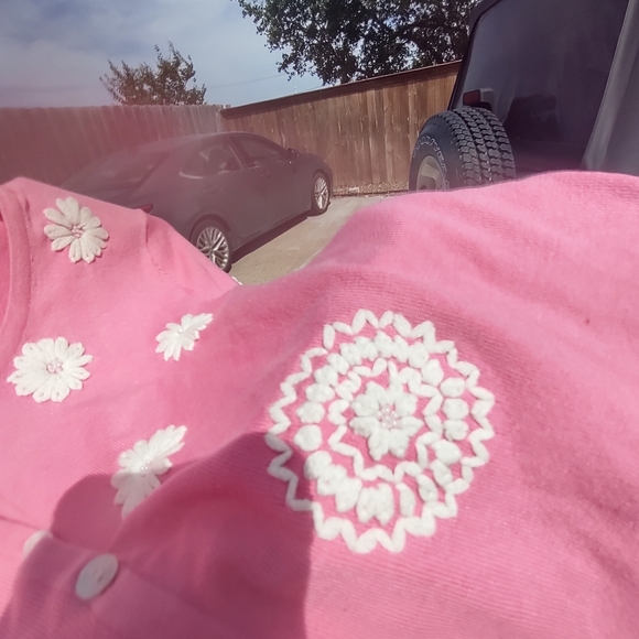 VTG color works silk button down cardigan short sleeve small silk spandex - Picture 7 of 11